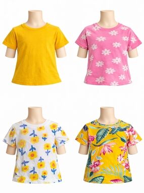 Kids' Short-Sleeve Tee - Yellow, Pink, White Floral, Tropical